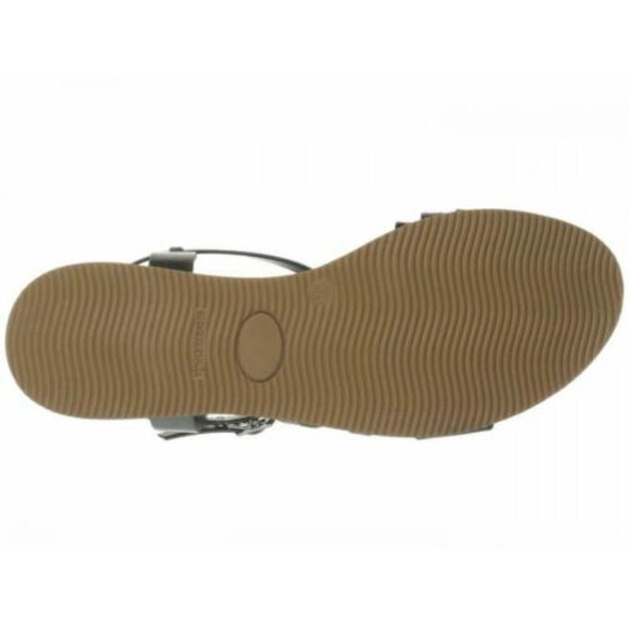 NEW Eric Michael Women Meredith Black Reptile Embossed Pewter Chunky Slide Strap - Picture 7 of 7